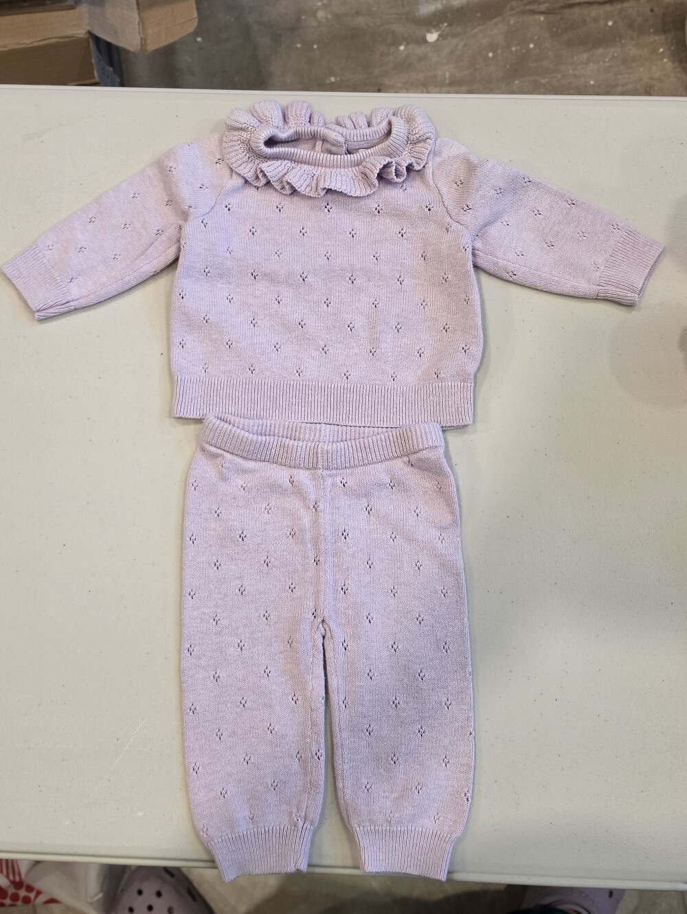 Baby Gap Knit Ruffle Collar Two-Piece Set - Light Lavender